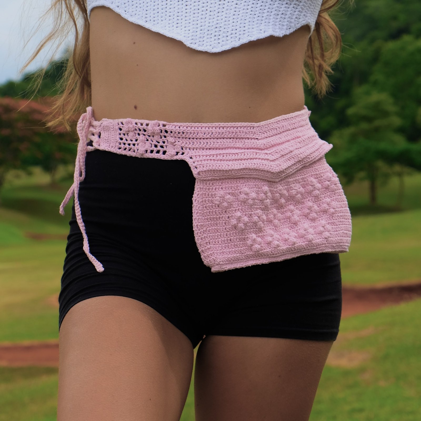 Handcrafted crochet belt bag